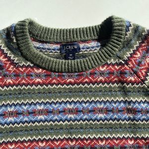 J Crew Sweater Mens Medium Grewnn Fair Isle Lambswool Blend Crewneck